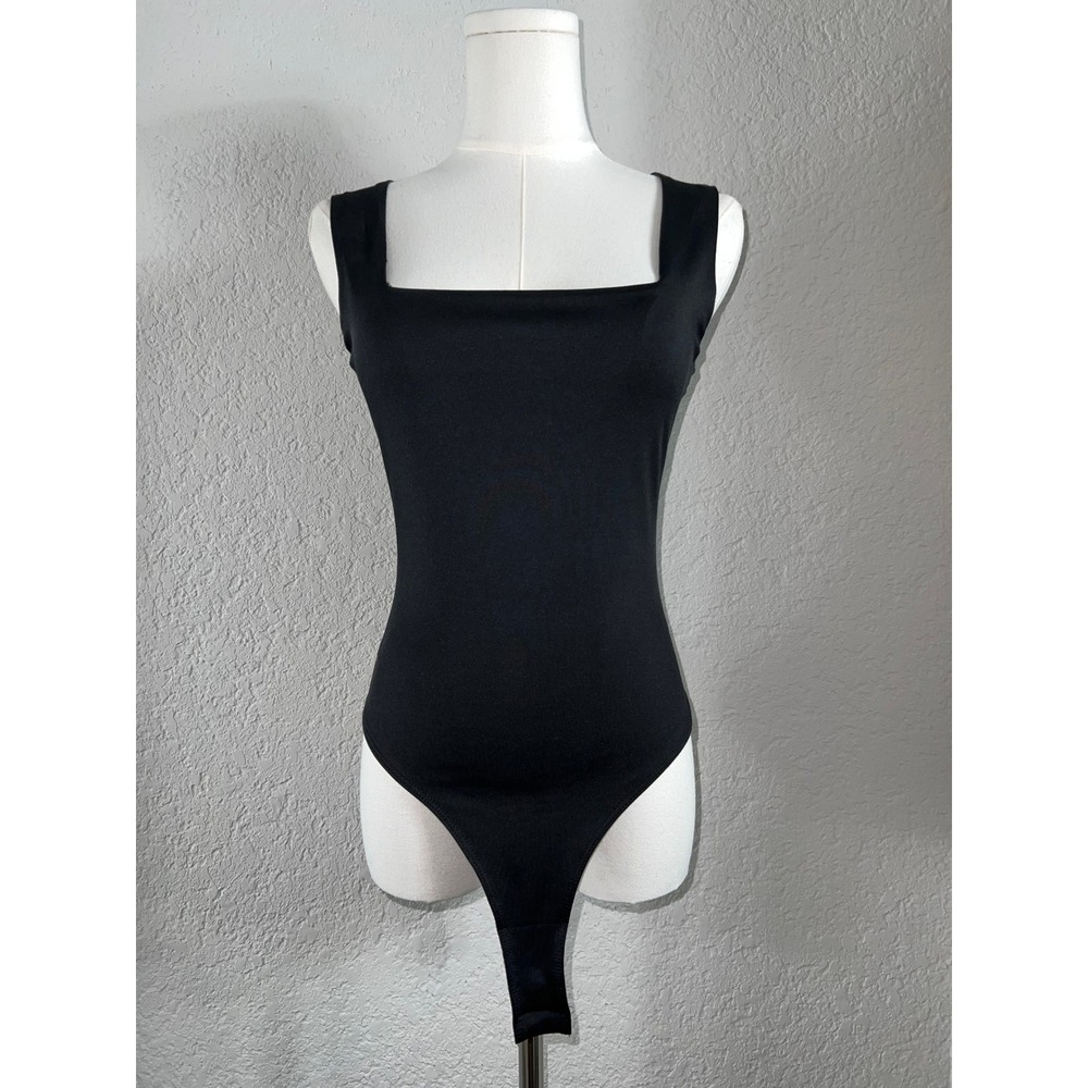 Black Square Neck Bodysuit Double Layer Smoothing Thong Tank Shaper Capsule